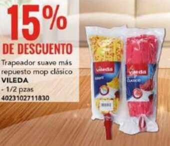 Trapeador suave más repuesto mop clásico VILEDA 1/2 pzas