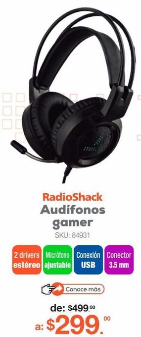RadioShack Audífonos gamer alámbricos radioshack / negro oferta