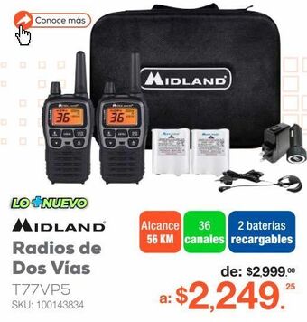 RadioShack Radios de dos vías t77vp5 midland 36 canales 56 km negro 2 piezas oferta