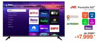 RadioShack Pantalla jvc smart tv roku frameless si50urf 50 pulg. led 4k uhd oferta