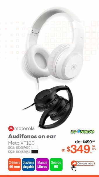 RadioShack Audífonos bluetooth motorola moto xt220 / on ear / negro oferta