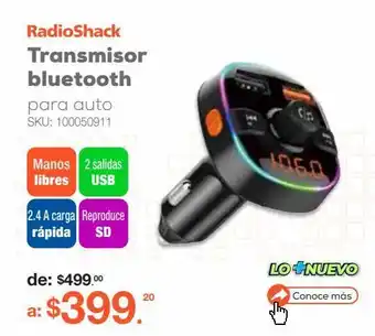 RadioShack Transmisor bluetooth para auto radioshack / usb / fm / negro oferta
