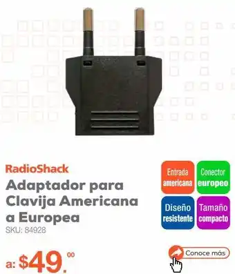 RadioShack Adaptador para clavija americana a europea radioshack rc992/rc oferta