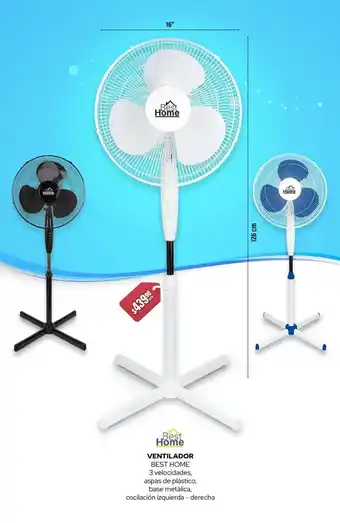Woolworth VENTILADOR BEST HOME 3 velocidades, aspas de plástico, base metálica, oscilación izquierda - derecha oferta