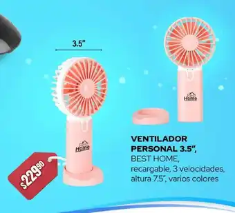 Woolworth VENTILADOR PERSONAL 3.5", BEST HOME, recargable, 3 velocidades, altura 7.5", varios colores oferta