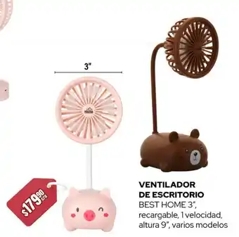 Woolworth VENTILADOR DE ESCRITORIO BEST HOME 3", recargable, 1 velocidad, altura 9", varios modelos oferta
