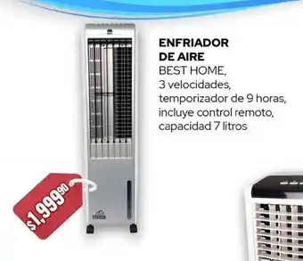 Woolworth ENFRIADOR DE AIRE BEST HOME, 3 velocidades, temporizador de 9 horas, incluye control remoto, capacidad 7 litros oferta