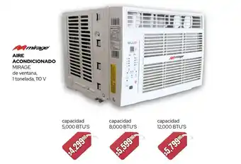 Woolworth AIRE ACONDICIONADO MIRAGE de ventana, 1 tonelada, 110 V capacidad 5,000 BTU'S oferta