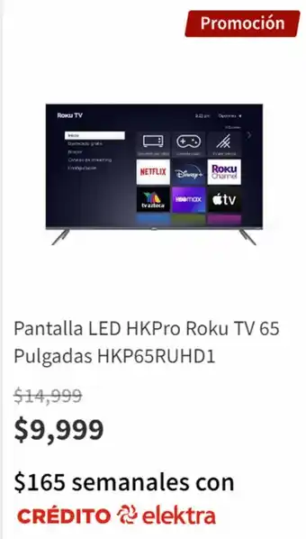 Pantalla LED HKPro Roku TV 65 Pulgadas HKP65RUHD1