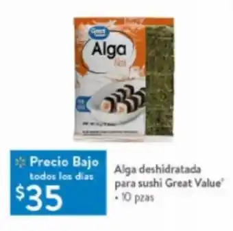 Walmart Alga deshidratada para sushi Great Value 10 pzas oferta