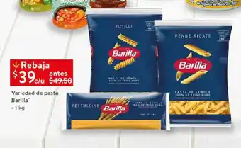 Walmart Variedad de pasta Barilla 1 kg oferta