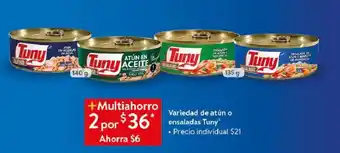 Walmart Variedad de atún o ensaladas Tuny x 2 oferta