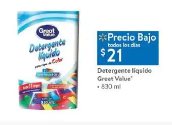 Walmart Detergente líquido Great Value • 830 ml oferta