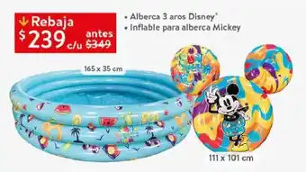 Walmart Alberca 3 aros Disney® 165 x 35 cm • Inflable para alberca Mickey 111 x 101 cm oferta