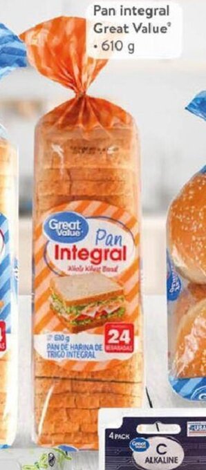 Walmart Pan integral Great Value • 610 g oferta