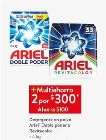 Walmart Detergente en polvo Ariel Doble poder o Revitacolor 4 kg x 2 oferta
