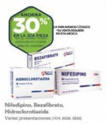 Farmacias Benavides Nifedipino, Bezafibrato, Hidroclorotiazida varias presentaciones oferta