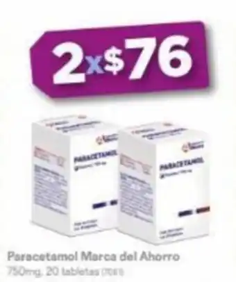 Farmacias Benavides Paracetamol Marca del Ahorro 750mg 20 tabletas x 2 oferta