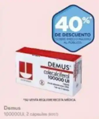 Farmacias Benavides DEMUS 100000 UI, 2 capsulas oferta