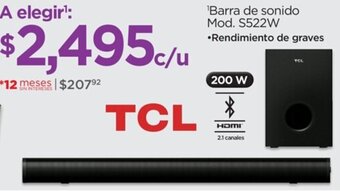 Chedraui TCL ¹Barra de sonido Mod. S522W oferta
