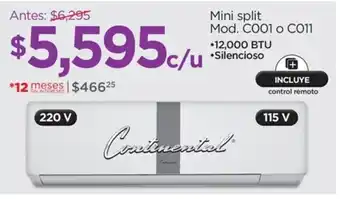 Chedraui Mini split Mod. C001 o CO11 oferta