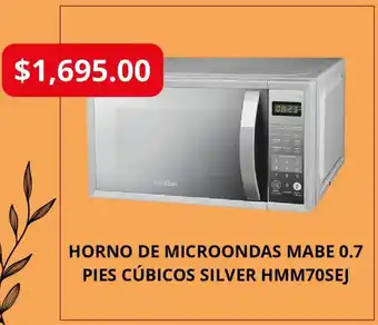 Chedraui HORNO DE MICROONDAS MABE 0.7 PIES CÚBICOS SILVER HMM70SEJ oferta