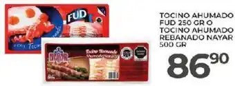 Alsuper TOCINO AHUMADO FUD 250 GR O TOCINO AHUMADO REBANADO NAYAR 500 GR oferta