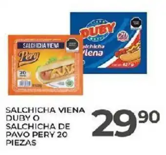 Alsuper SALCHICHA VIENA DUBY O SALCHICHA DE PAVO PERY 20 PIEZAS oferta
