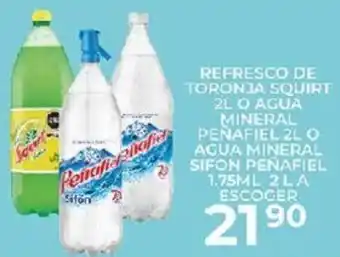 REFRESCO DE TORONJA SQUIRT 2L O AGUA MINERAL PEÑAFIEL 2L O AGUA MINERAL SIFON PEÑAFIEL 1.75ML 2 LA ESCOGER