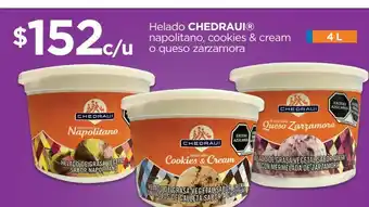 Chedraui Helado chedraui napolitano, cookies & cream o queso zarzamora 4l oferta