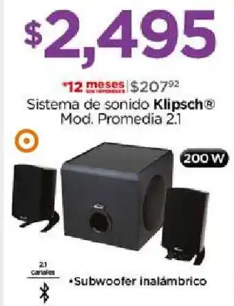 Chedraui Sistema de sonido Klipsch Ⓡ Mod. Promedia 2.1 oferta