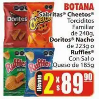 Sabritas® Cheetos® Torciditos Familiar de 240g, Doritos® Nacho de 223g o Ruffles