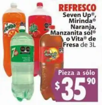 REFRESCO Seven Up®, Mirinda Naranja, Manzanita sol® o Vita® de Fresa de 3L