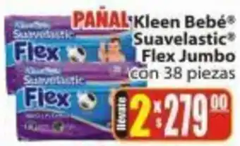 PAÑAL-Kleen Bebé Suavelastic® Flex Jumbo con 38 piezas