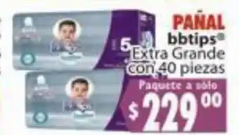 PAÑAL bbtips® Extra Grande con 40 piezas