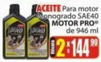 ACEITE Para motor Menogrado SAE40 MOTOR PRO® de 946 ml