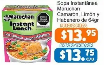 Sopa Instantánea Maruchan Camarón, Limón y Habanero de 64gr
