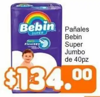 Pañales Bebin SUPER Jumbo de 40pz