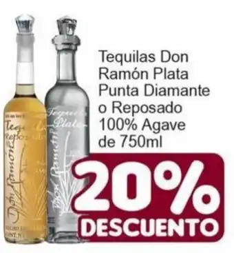Tequilas Don Ramón Plata Punta Diamante o Reposado 100% Agave de 750ml