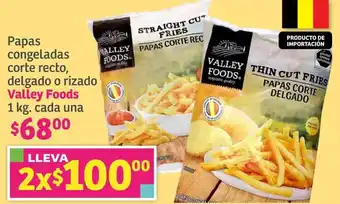 Papas congeladas corte recto, delgado o rizado Valley Foods 1 kg. cada una