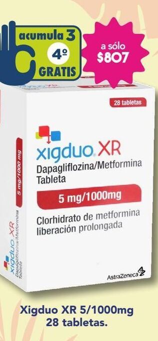 Farmacia San Pablo Xigduo xr tab 5/1000mg caj c/28 oferta
