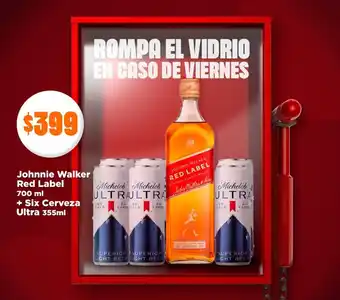 Johnnie Walker Red Label 700 ml + Six Cerveza Ultra 355ml