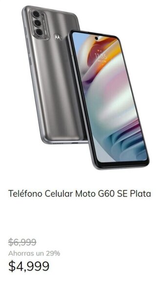MOBO Teléfono Celular Moto G60 SE Plata oferta