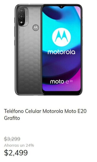 MOBO Teléfono Celular Motorola Moto E20 Grafito oferta