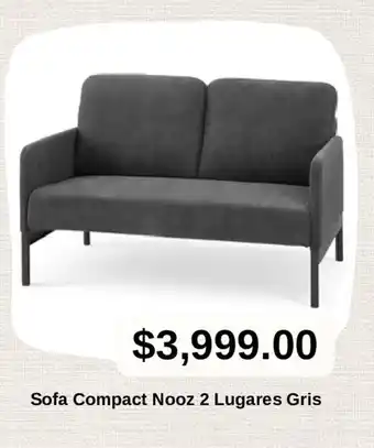 Sofa Compact Nooz 2 Lugares Gris