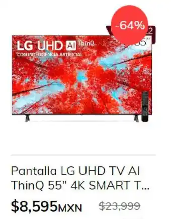 Pantalla LG UHD TV AI ThinQ 55" 4K SMART T...