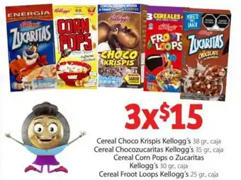 Cereal Choco Krispis Kellogg's, Cereal Chocozucaritas Kellogg's,Cereal Corn Pops O Zucaritas Kellogg's, Cereal Froot Loops