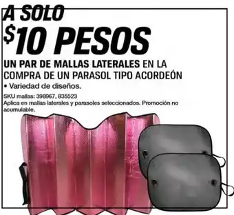 UN PAR DE MALLAS LATERALES EN LA COMPRA DE UN PARASOL TIPO ACORDEÓN