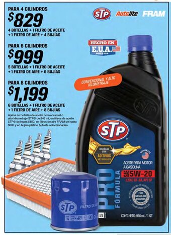 AutoZone PARA 4 CILINDROS 4 BOTELLAS +1 FILTRO DE ACEITE +1 FILTRO DE AIRE + 4 BUJÍAS oferta