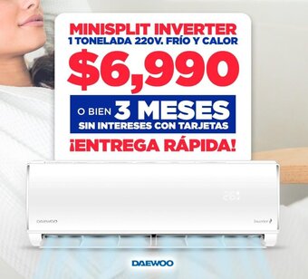 MINISPLIT INVERTER 1 TONELADA 220V. FRÍO Y CALOR DAEWOO